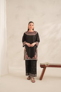 BLACK ROLL EMBROIDERY 2PC (PLAZO)
